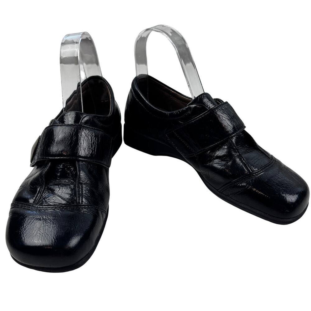 Josef Seibel Kathrin Black Patent Leather Buckle Retro Shoes Women's 37/6-6.5
